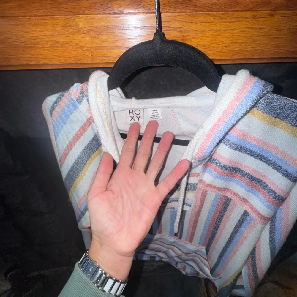 Roxy Size Medium Multicolor Striped Women's Hoodie sweatshirt pullover - Picture 7 of 11
